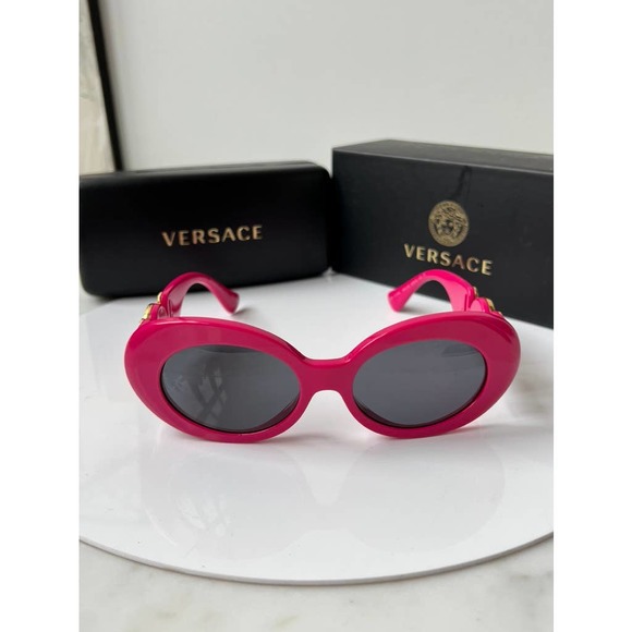 NEW Versace VE4426BU Dark Pink Crystal Logo Sunglasses - Picture 8 of 13